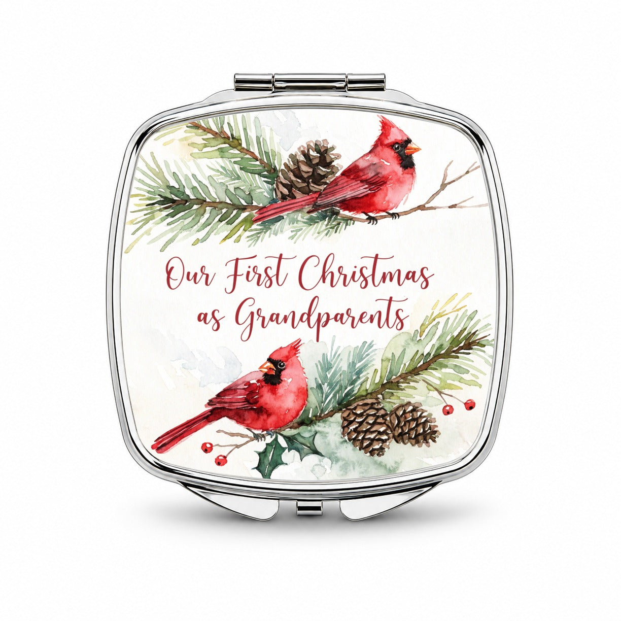 First Christmas As Grandparents Script Small Travel Purse Handbag Pocket Makeup Compact Mirror