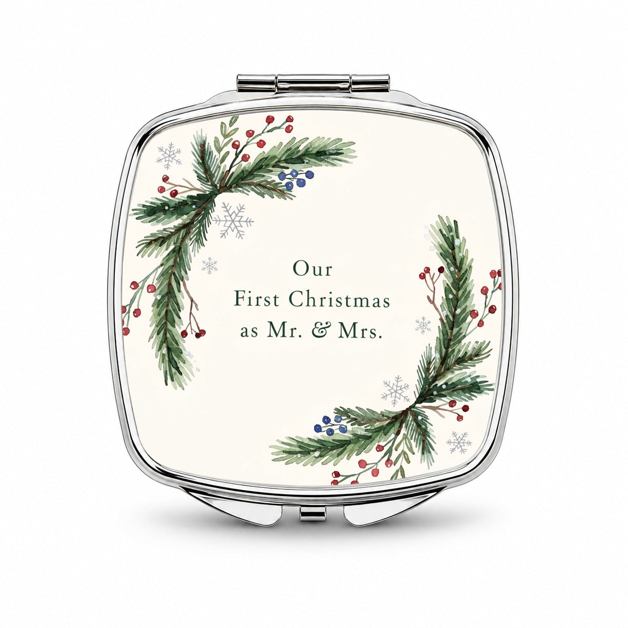 First Christmas As Mr Mrs Married Wedding Small Travel Purse Handbag Pocket Makeup Compact Mirror