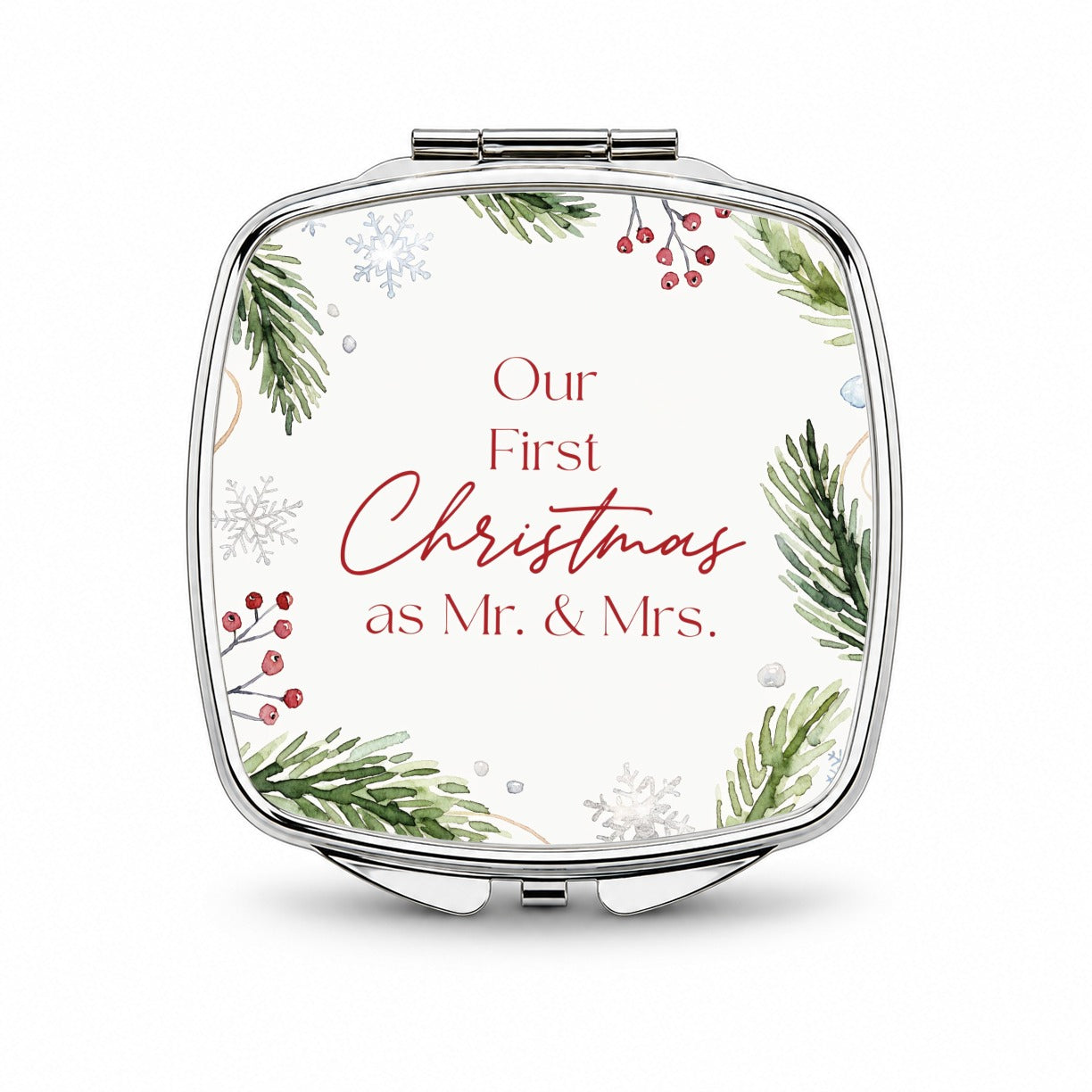 First Christmas As Mr Mrs Married Small Travel Purse Handbag Pocket Makeup Compact Mirror