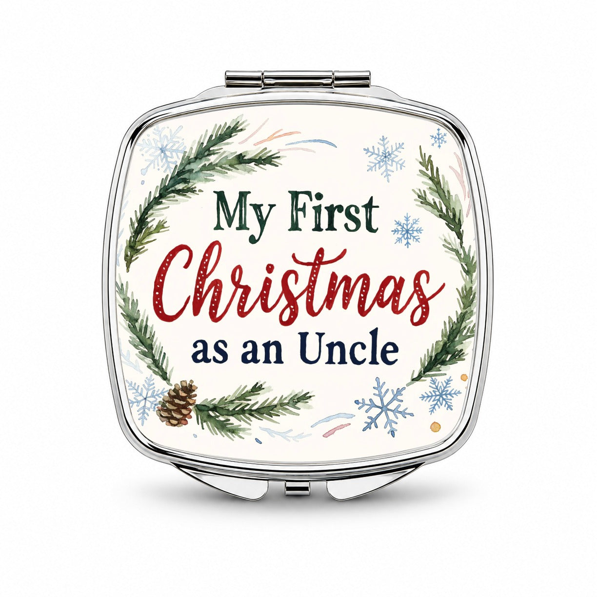 First Christmas Uncle Small Travel Purse Handbag Pocket Makeup Compact Mirror