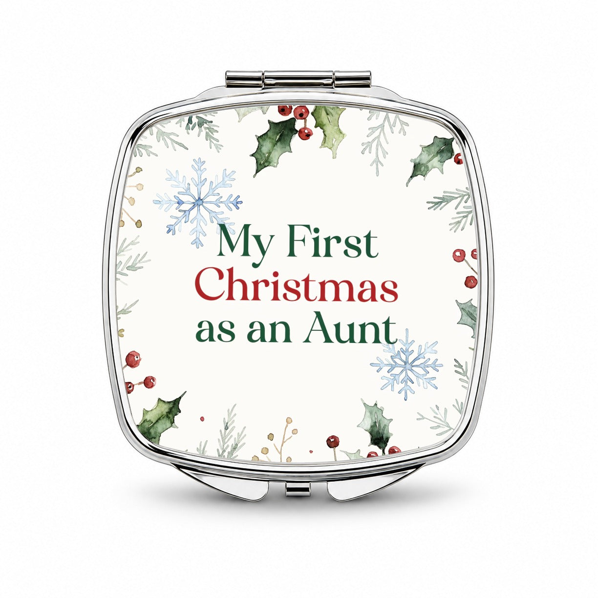 Fist Christmas Aunt Small Travel Purse Handbag Pocket Makeup Compact Mirror