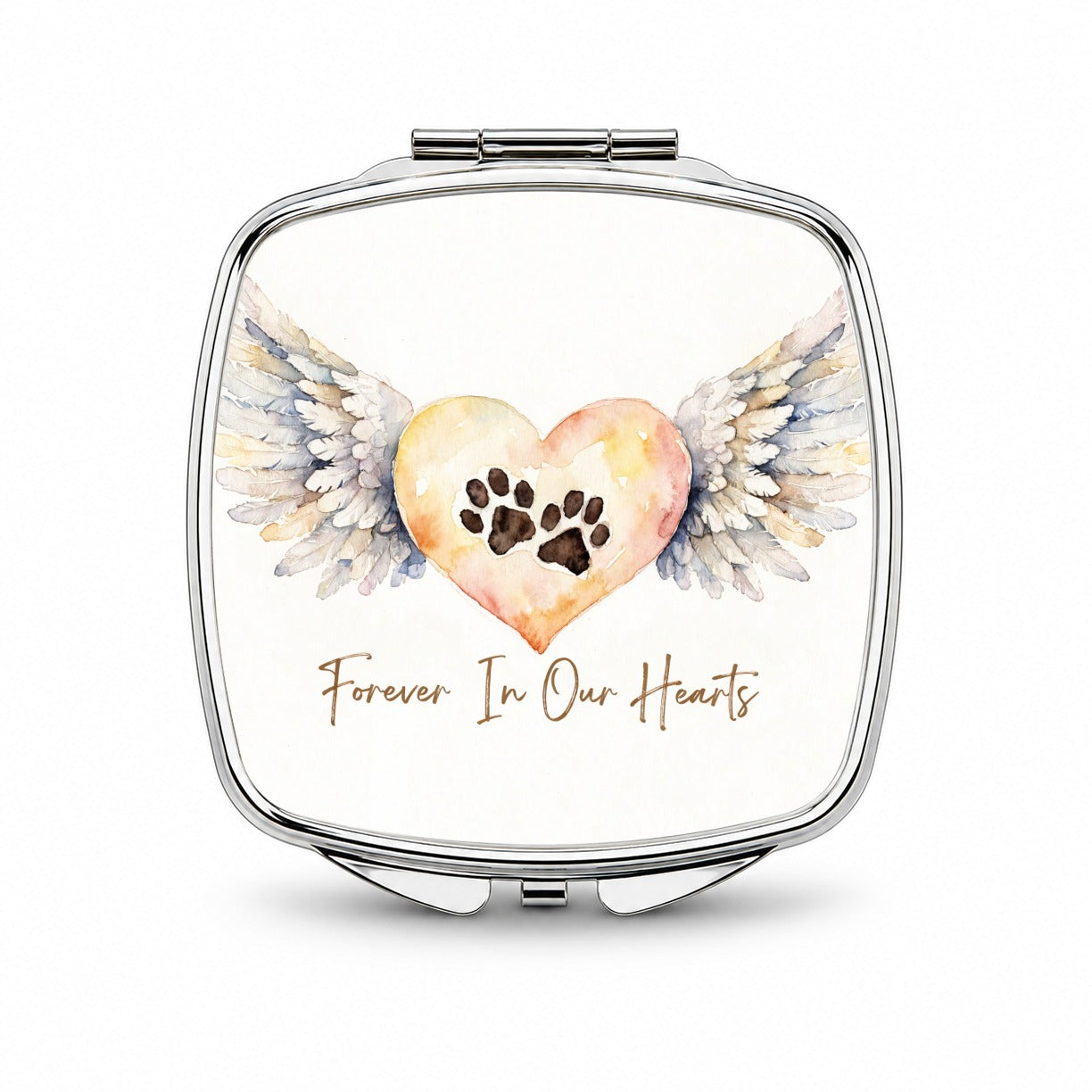 Forever In Our Hearts Dog Cag Angel Wings Small Travel Purse Handbag Pocket Makeup Compact Mirror