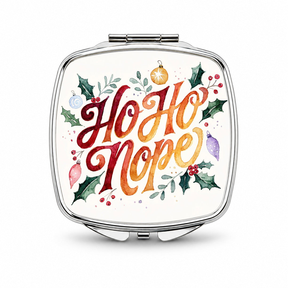 Ho Ho Nope Christmas Funny Small Travel Purse Handbag Pocket Makeup Compact Mirror