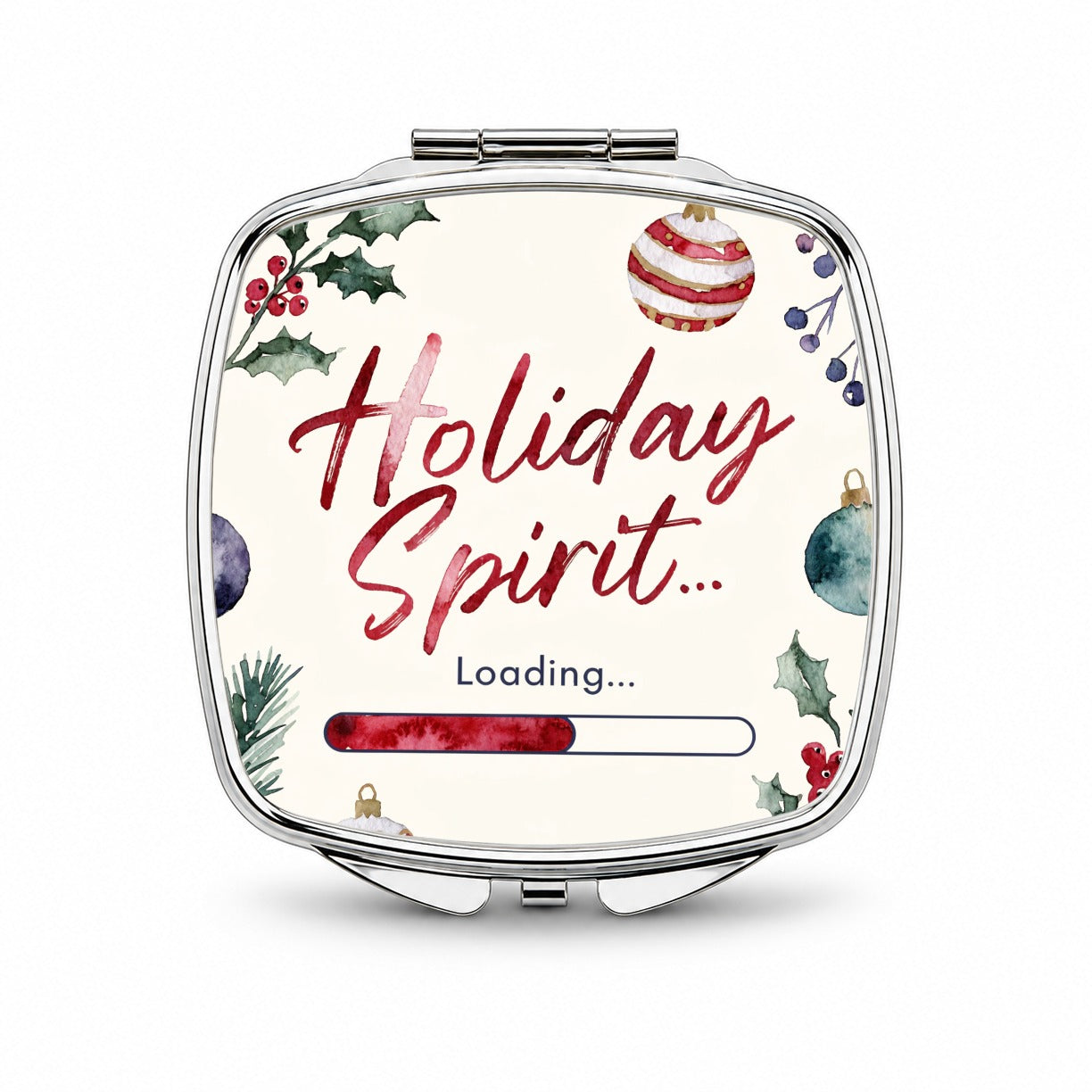Holiday Spirit Loading Funny Christmas Small Travel Purse Handbag Pocket Makeup Compact Mirror