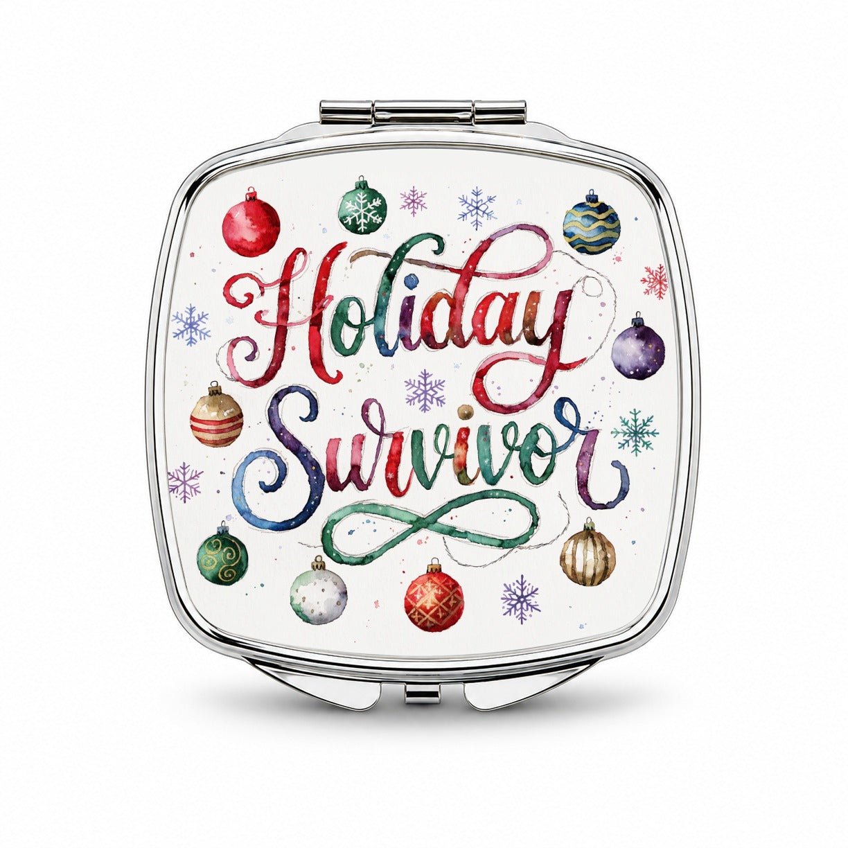 Holiday Survivor Christmas Funny Small Travel Purse Handbag Pocket Makeup Compact Mirror