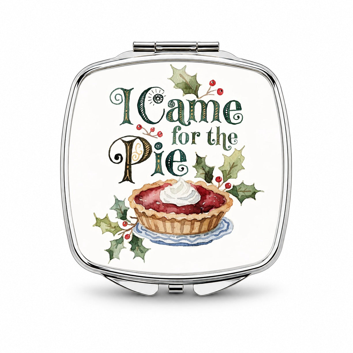 I Came For The Pie Christmas Funny Small Travel Purse Handbag Pocket Makeup Compact Mirror