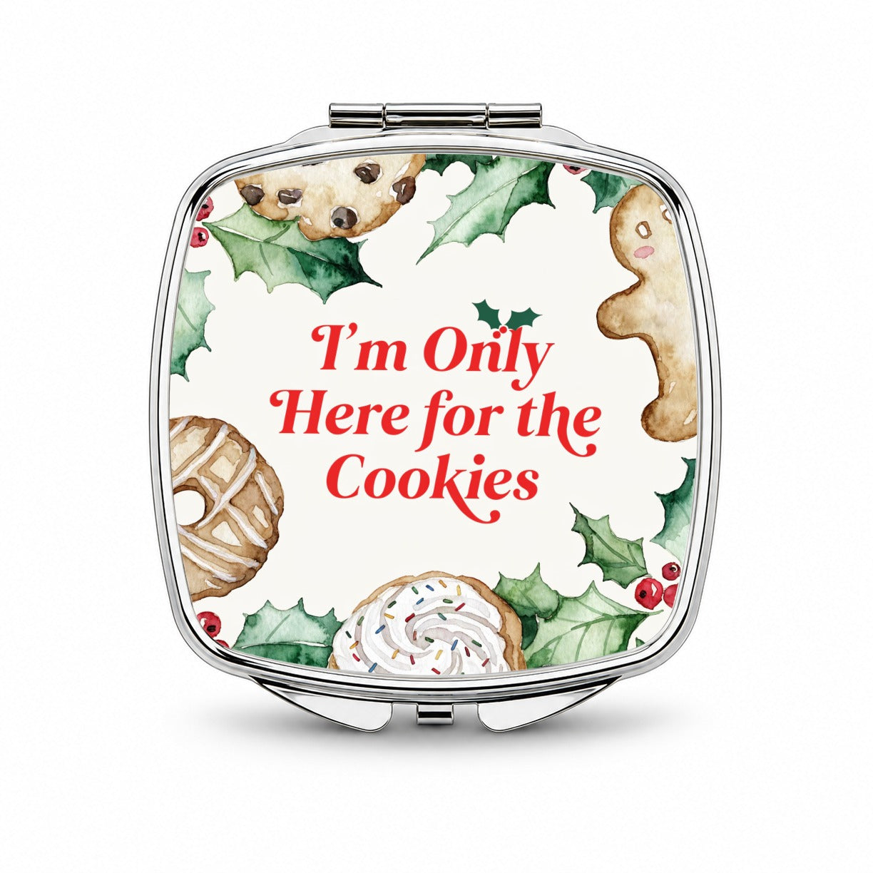 I'm Here For The Cookies Funny Christmas Small Travel Purse Handbag Pocket Makeup Compact Mirror