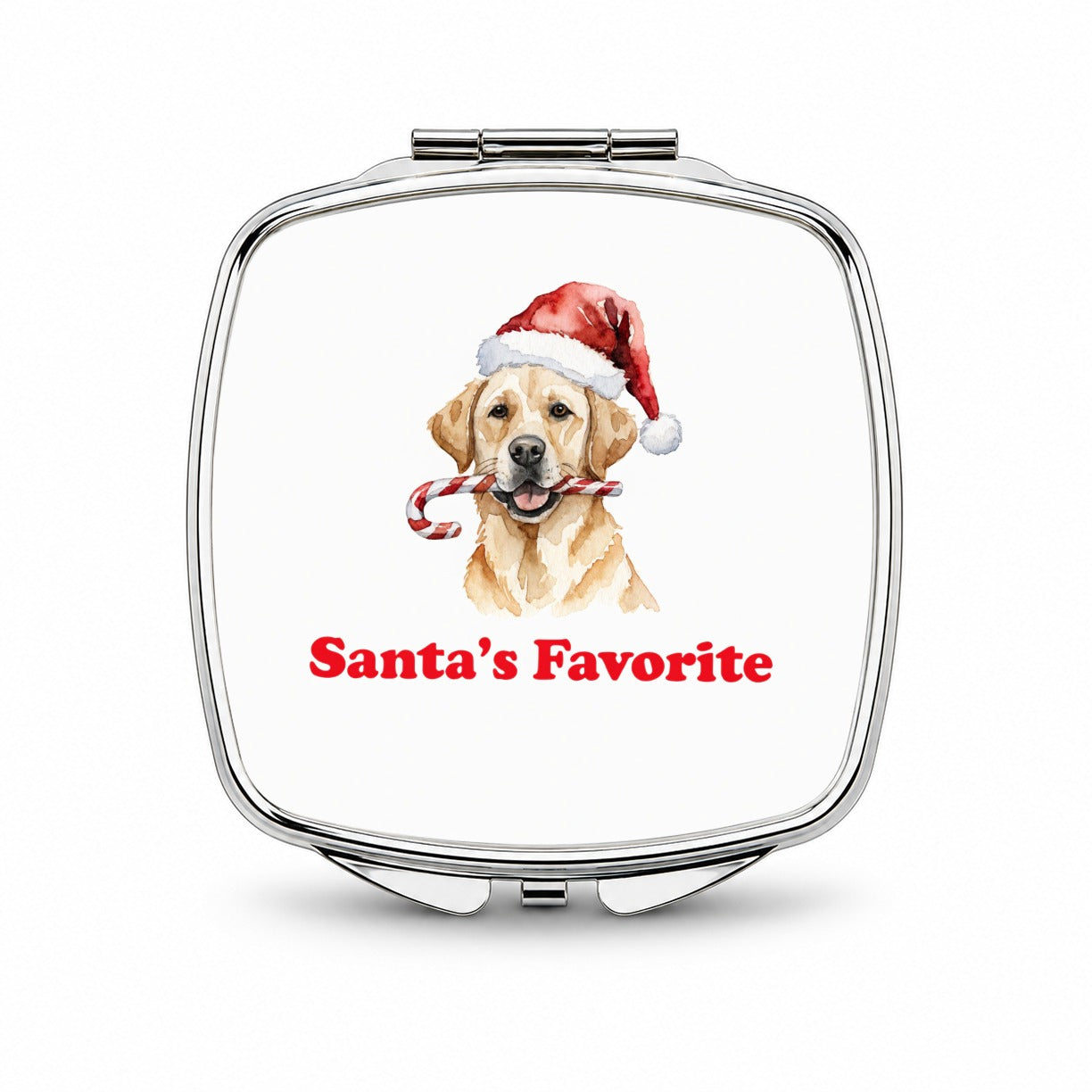 Labrador Retriever Dog Christmas Hat Santa's Favorite Small Travel Purse Handbag Pocket Makeup Compact Mirror
