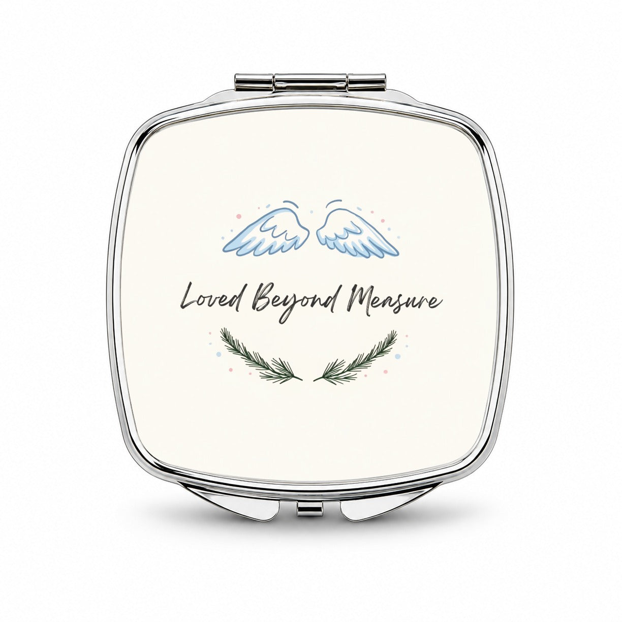 Loved Beyond Measure Christmas Angel Simple Small Travel Purse Handbag Pocket Makeup Compact Mirror