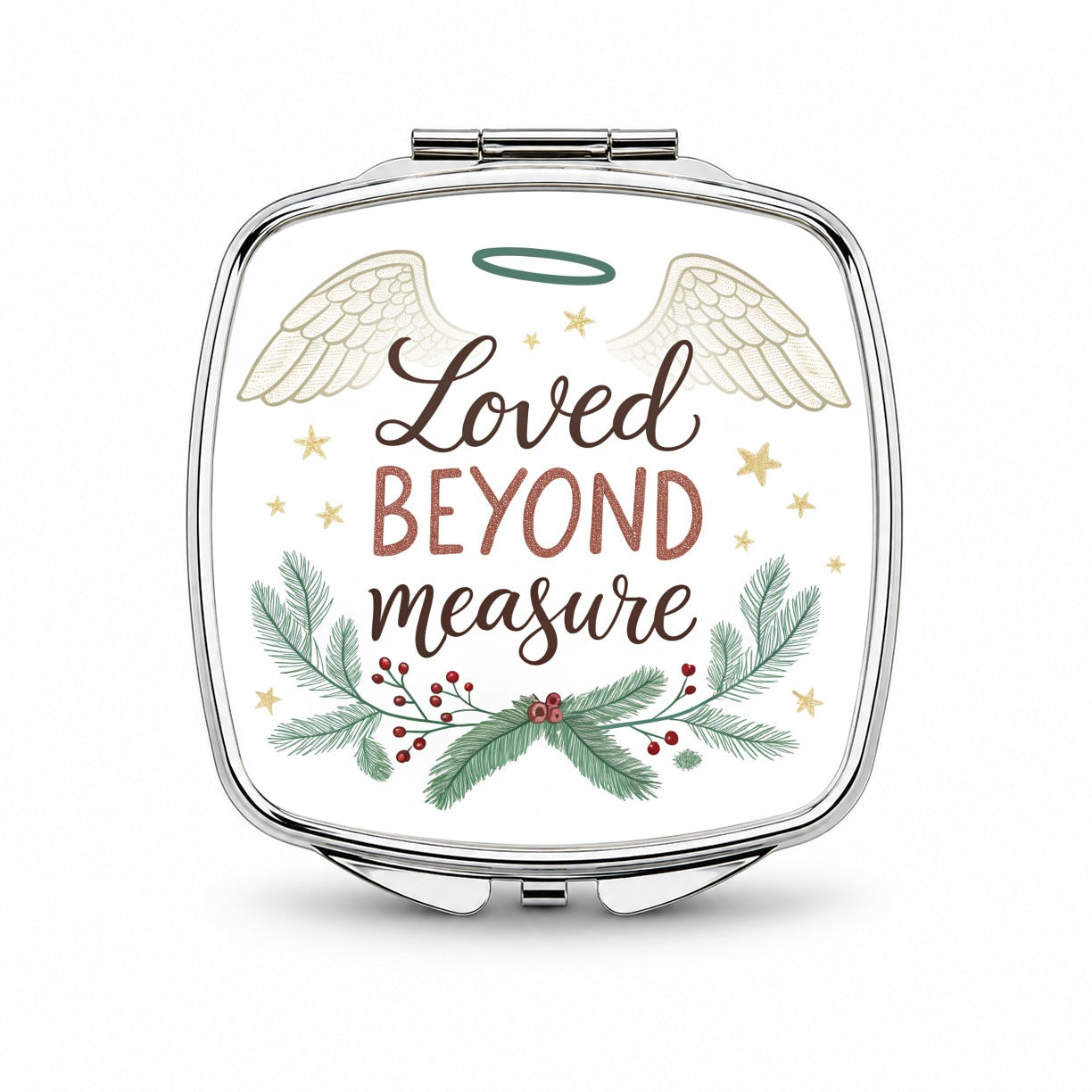 Loved Beyond Measure Christmas Halo Angel Small Travel Purse Handbag Pocket Makeup Compact Mirror