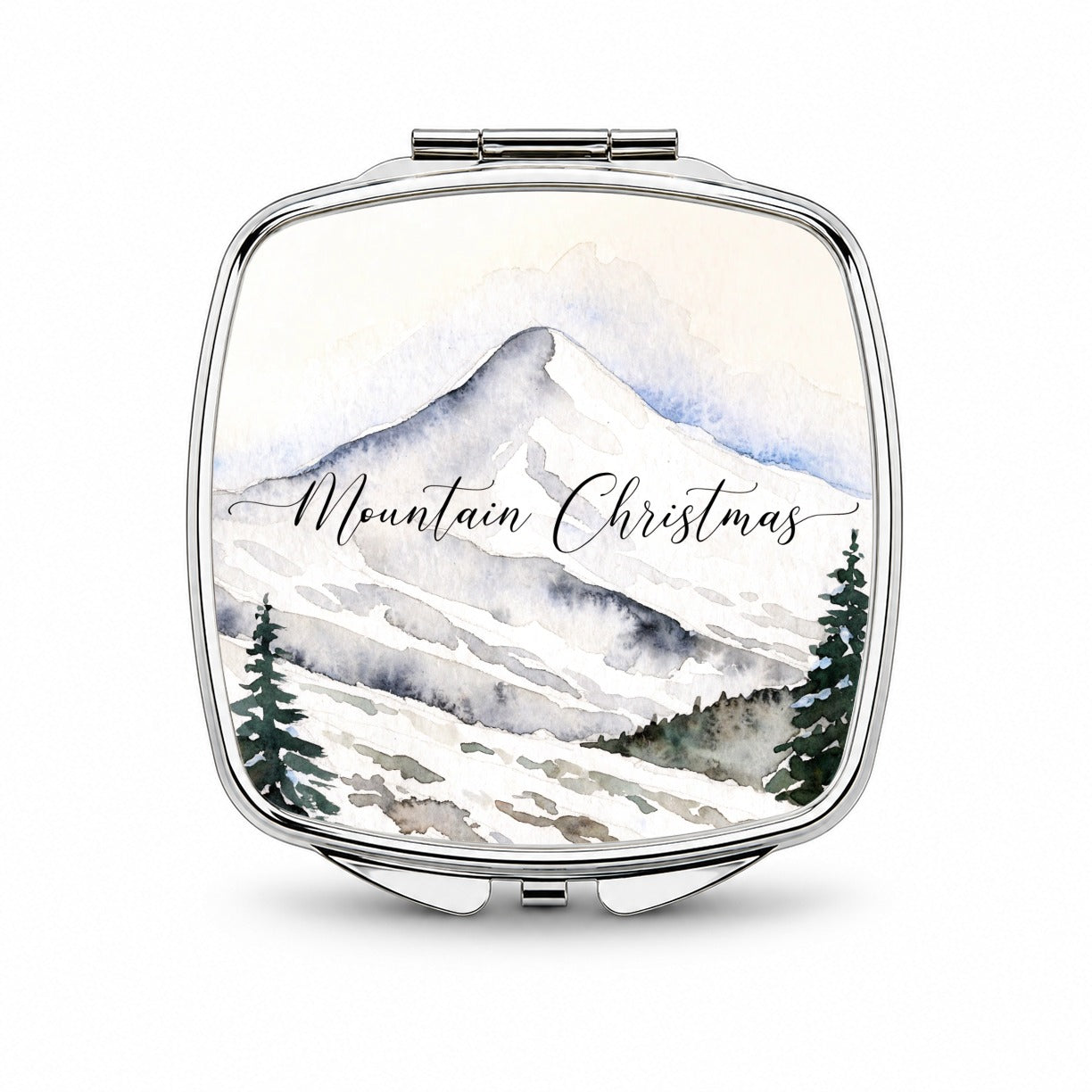 Mountain Christmas Simple Small Travel Purse Handbag Pocket Makeup Compact Mirror