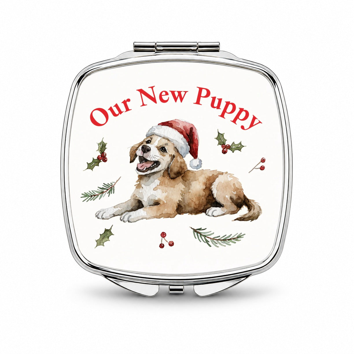 New Puppy Christmas Small Travel Purse Handbag Pocket Makeup Compact Mirror