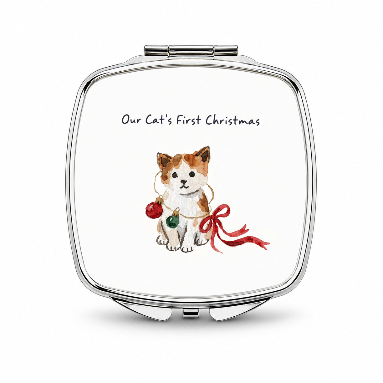 Our Cat's First Christmas Small Travel Purse Handbag Pocket Makeup Compact Mirror
