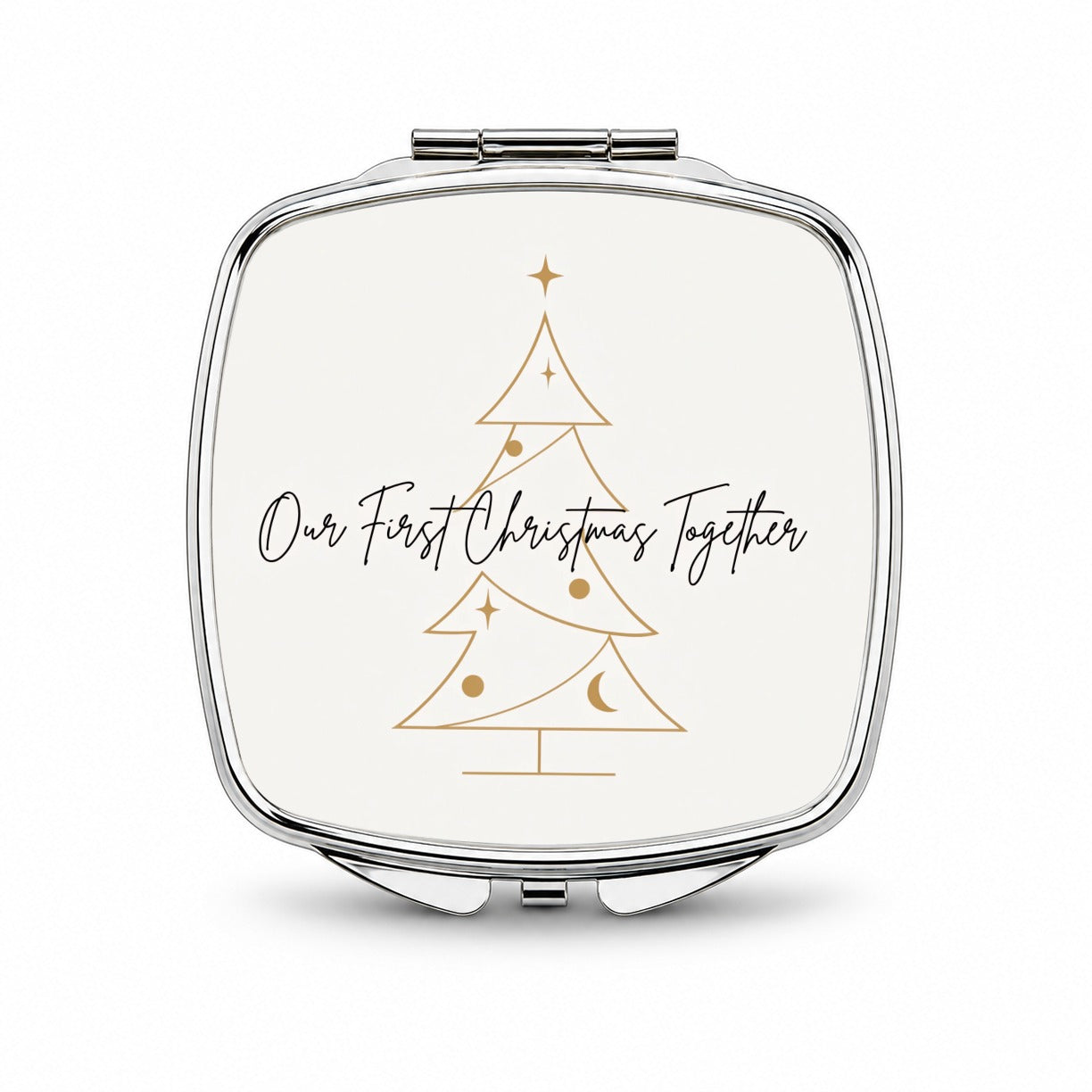 Our First Christmas Together Contemporary Small Travel Purse Handbag Pocket Makeup Compact Mirror