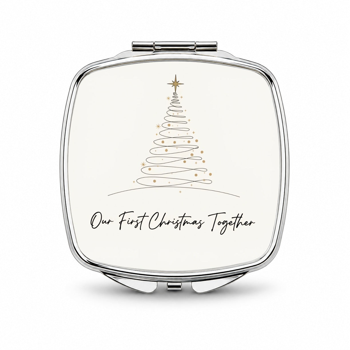 Our First Christmas Together Simple Small Travel Purse Handbag Pocket Makeup Compact Mirror
