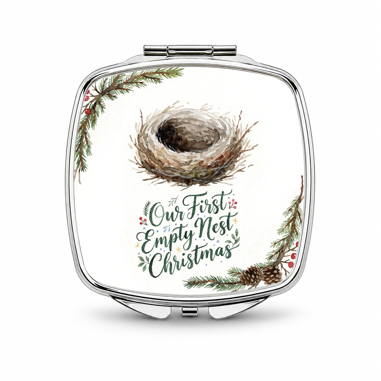 Our First Empty Nest Christmas Small Travel Purse Handbag Pocket Makeup Compact Mirror