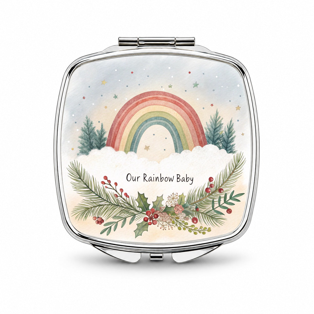 Our Rainbow Baby Christmas Elegant Small Travel Purse Handbag Pocket Makeup Compact Mirror