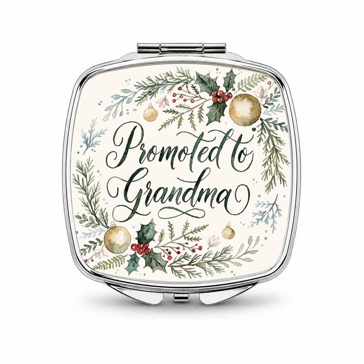 Promoted To Grandma Christmas Elegant Small Travel Purse Handbag Pocket Makeup Compact Mirror