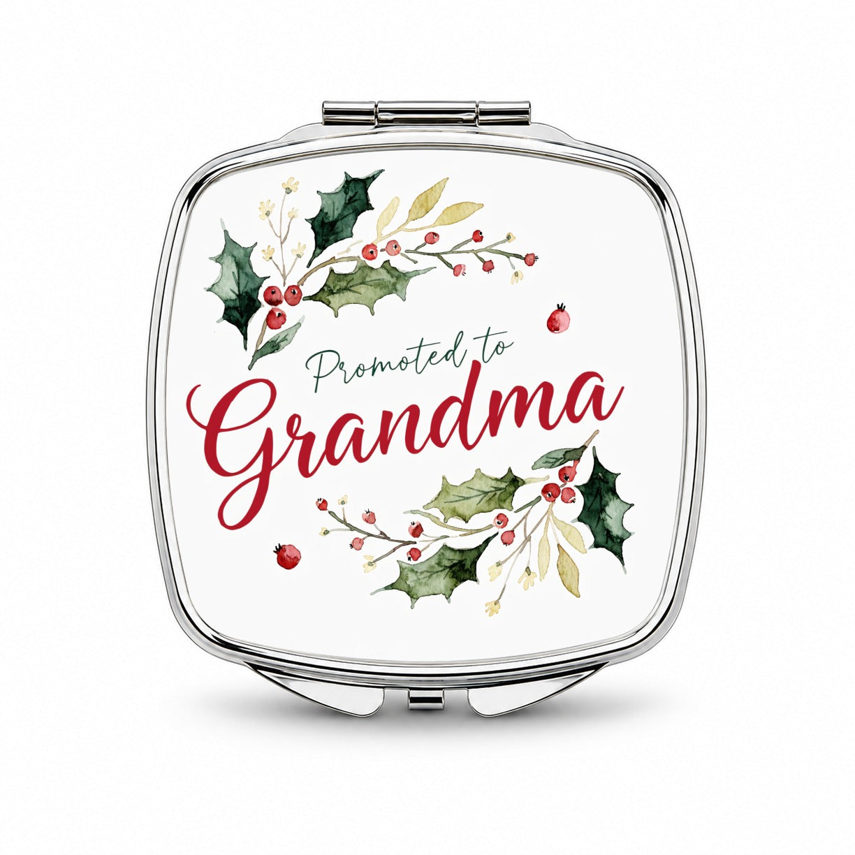 Promoted To Grandma Christmas Small Travel Purse Handbag Pocket Makeup Compact Mirror
