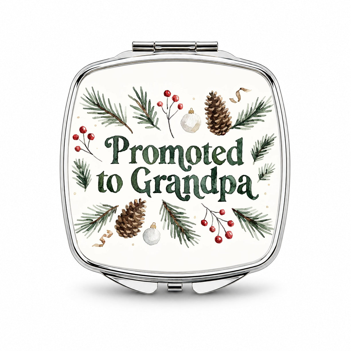 Promoted To Grandpa Christmas Small Travel Purse Handbag Pocket Makeup Compact Mirror
