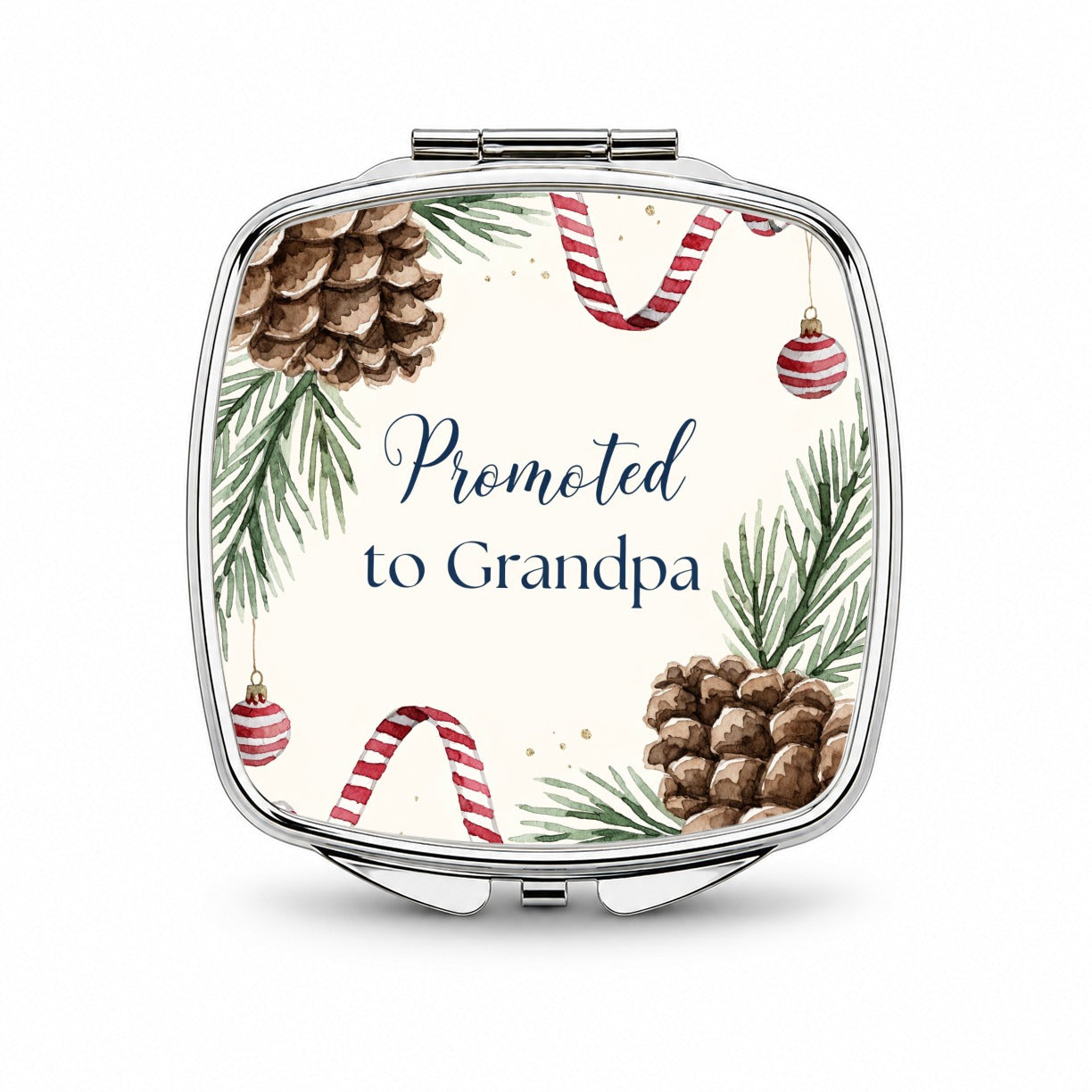 Promoted To Grandpa Grandfather Christmas Small Travel Purse Handbag Pocket Makeup Compact Mirror