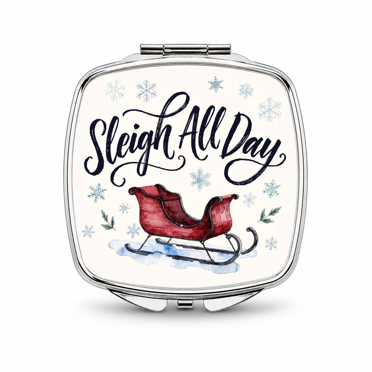 Sleigh All Day Christmas Funny Small Travel Purse Handbag Pocket Makeup Compact Mirror