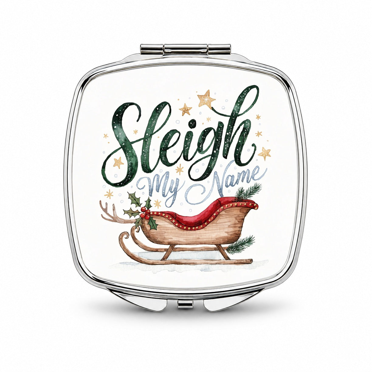 Sleigh Say My Name Christmas Funny Small Travel Purse Handbag Pocket Makeup Compact Mirror