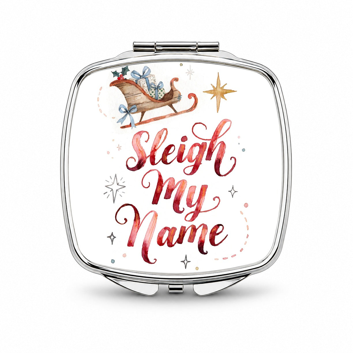Sleigh Say My Name Christmas Small Travel Purse Handbag Pocket Makeup Compact Mirror