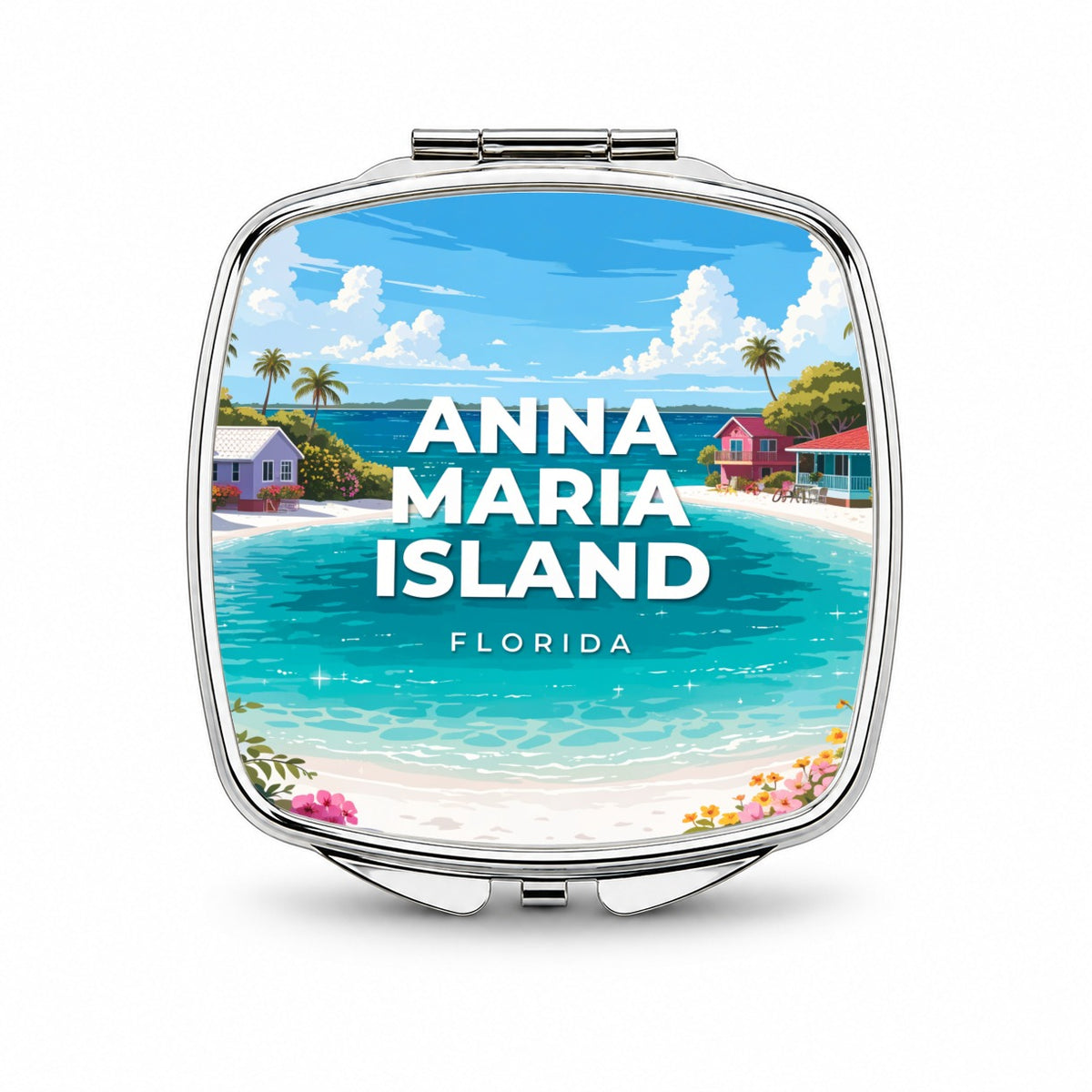 Anna Maria Island Florida Travel Small Travel Purse Handbag Pocket Makeup Compact Mirror