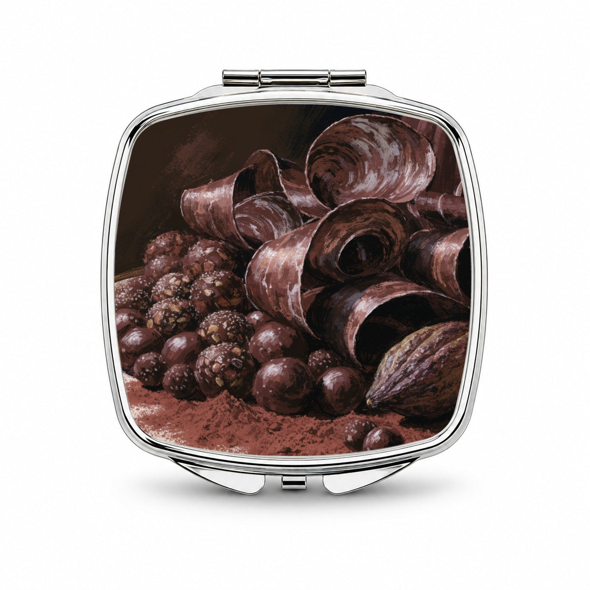 Artisan Chocolate Truffles Small Travel Purse Handbag Pocket Makeup Compact Mirror