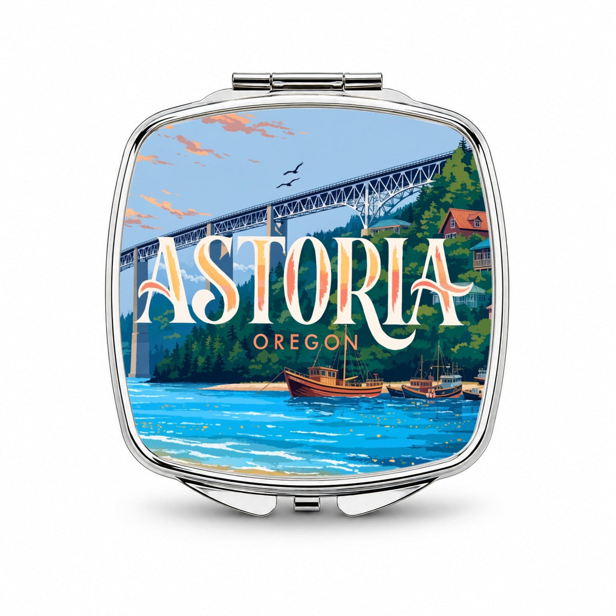 Astoria Oregon Travel Small Travel Purse Handbag Pocket Makeup Compact Mirror