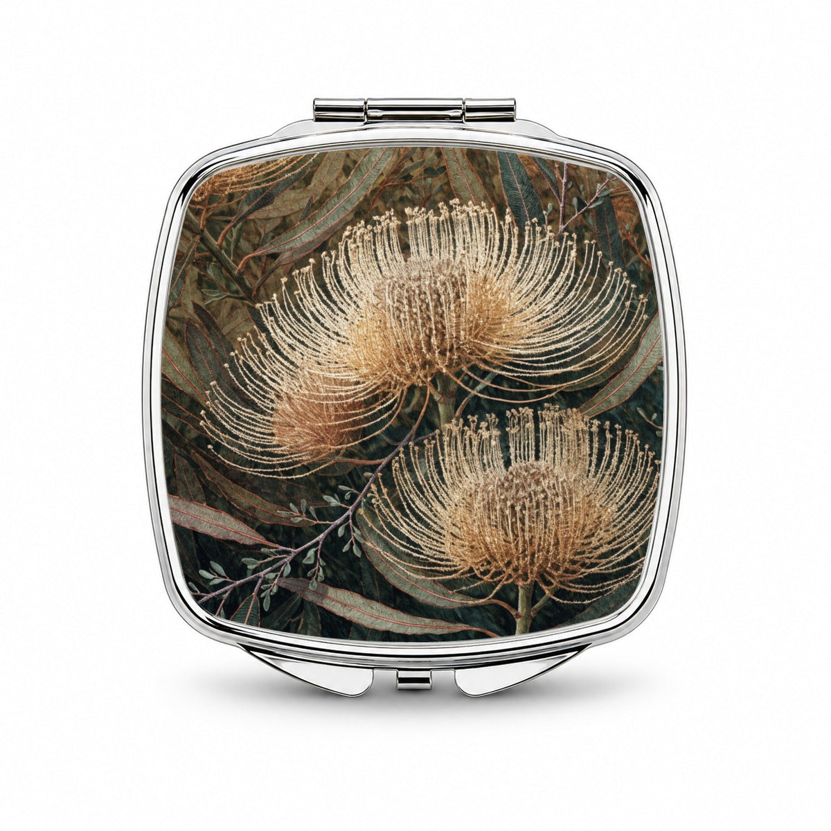 Banksia Australian Botanical Small Travel Purse Handbag Pocket Makeup Compact Mirror