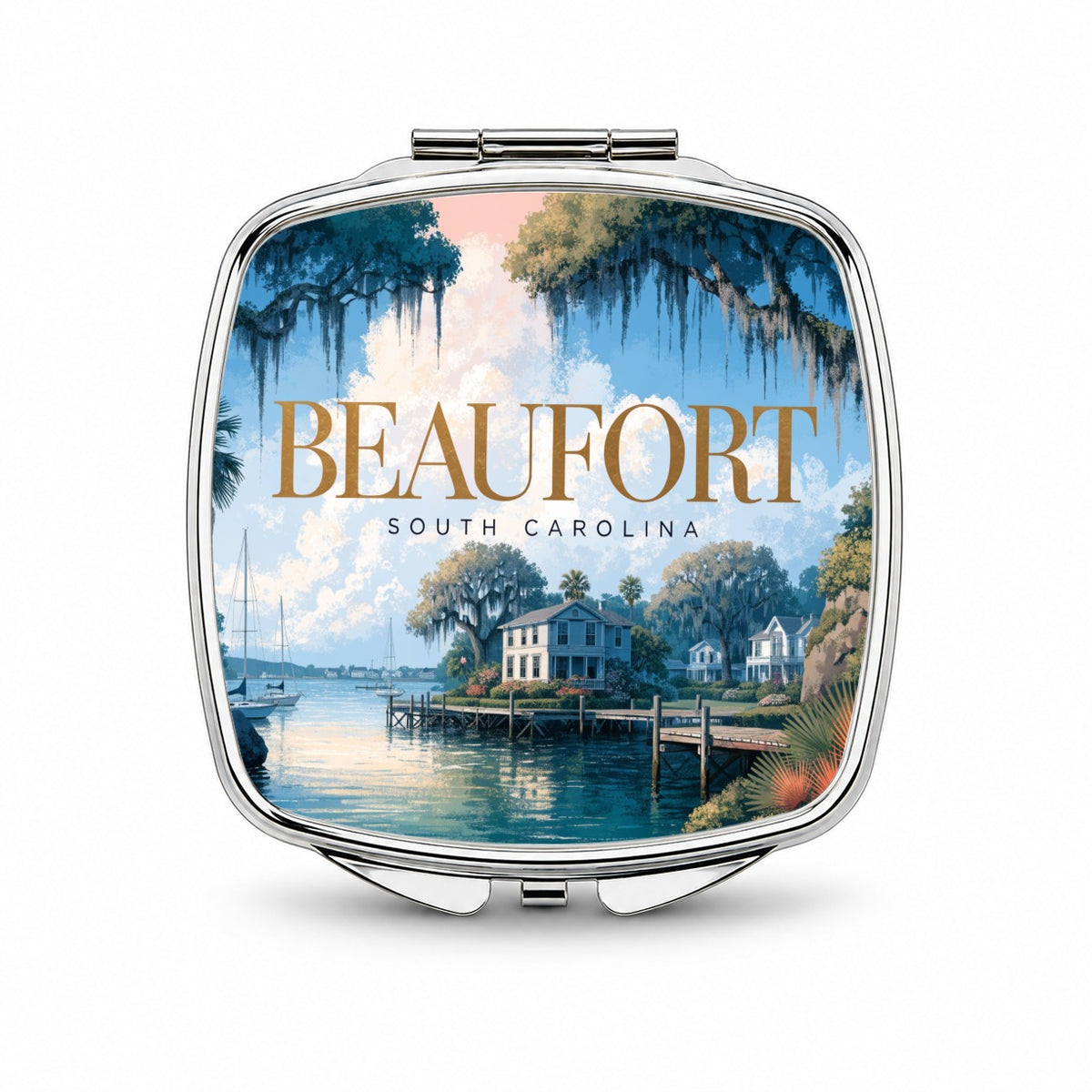 Beaufort South Carolina Travel Small Travel Purse Handbag Pocket Makeup Compact Mirror