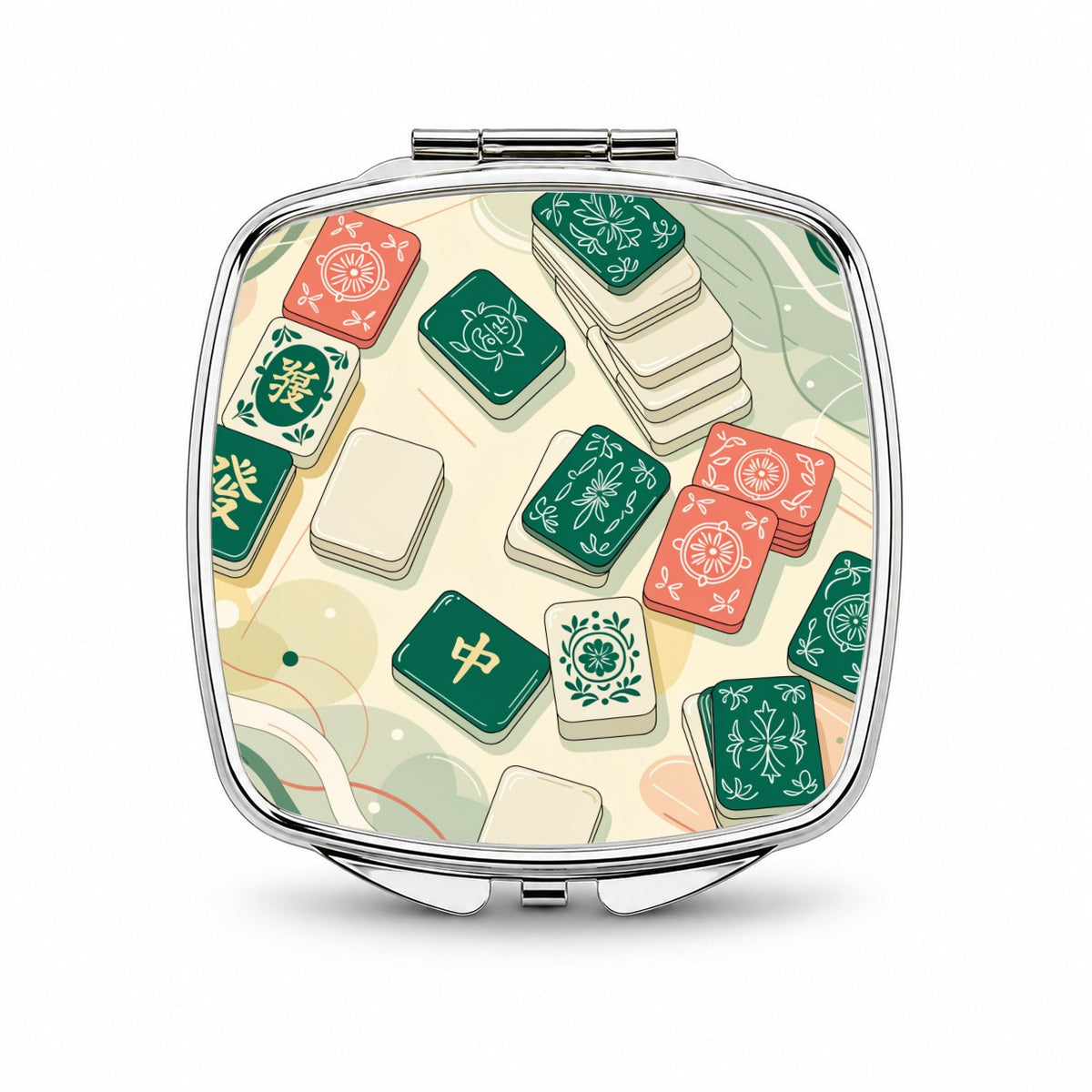Beautiful Mahjong Tiles Small Travel Purse Handbag Pocket Makeup Compact Mirror