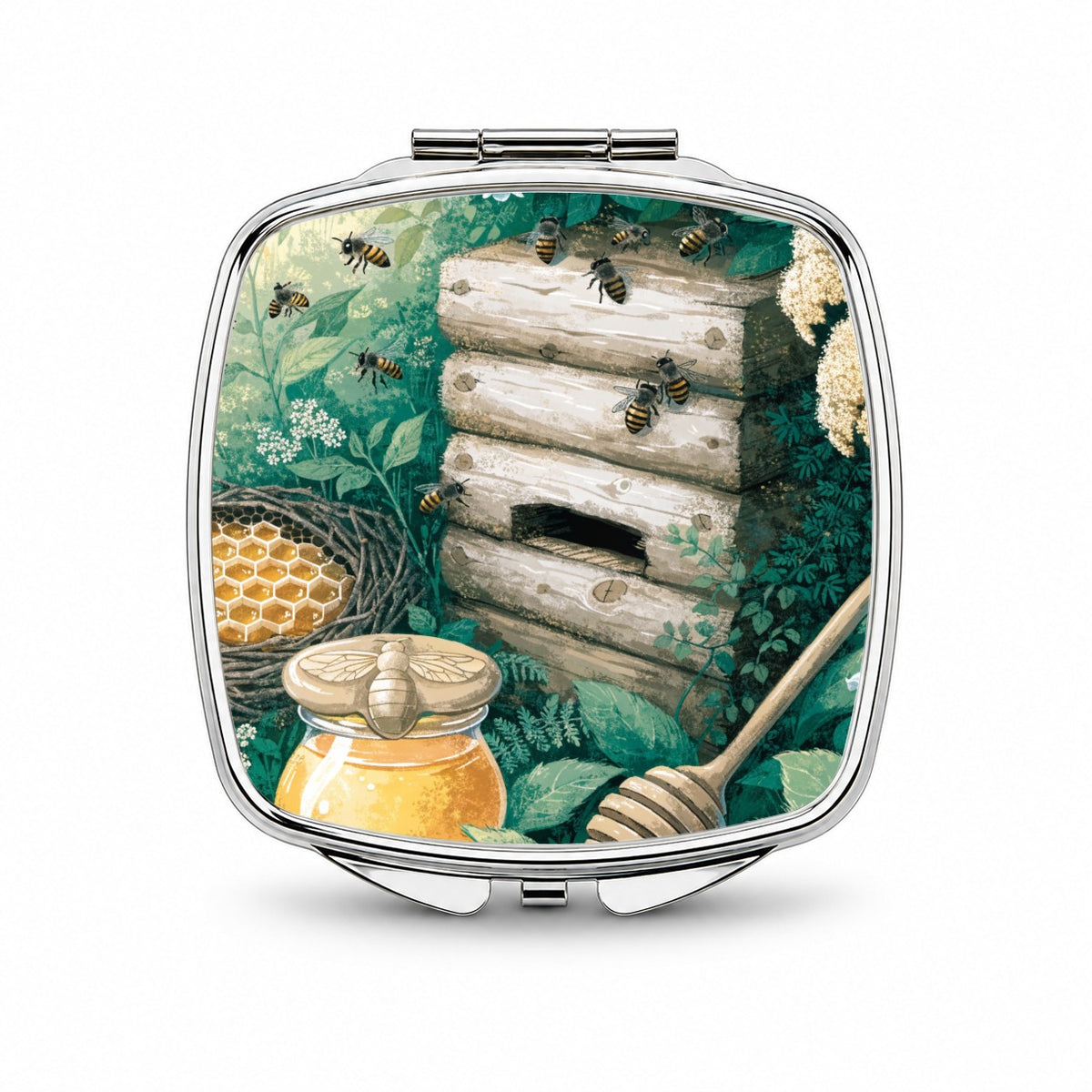 Beekeeping Honey Bee Small Travel Purse Handbag Pocket Makeup Compact Mirror