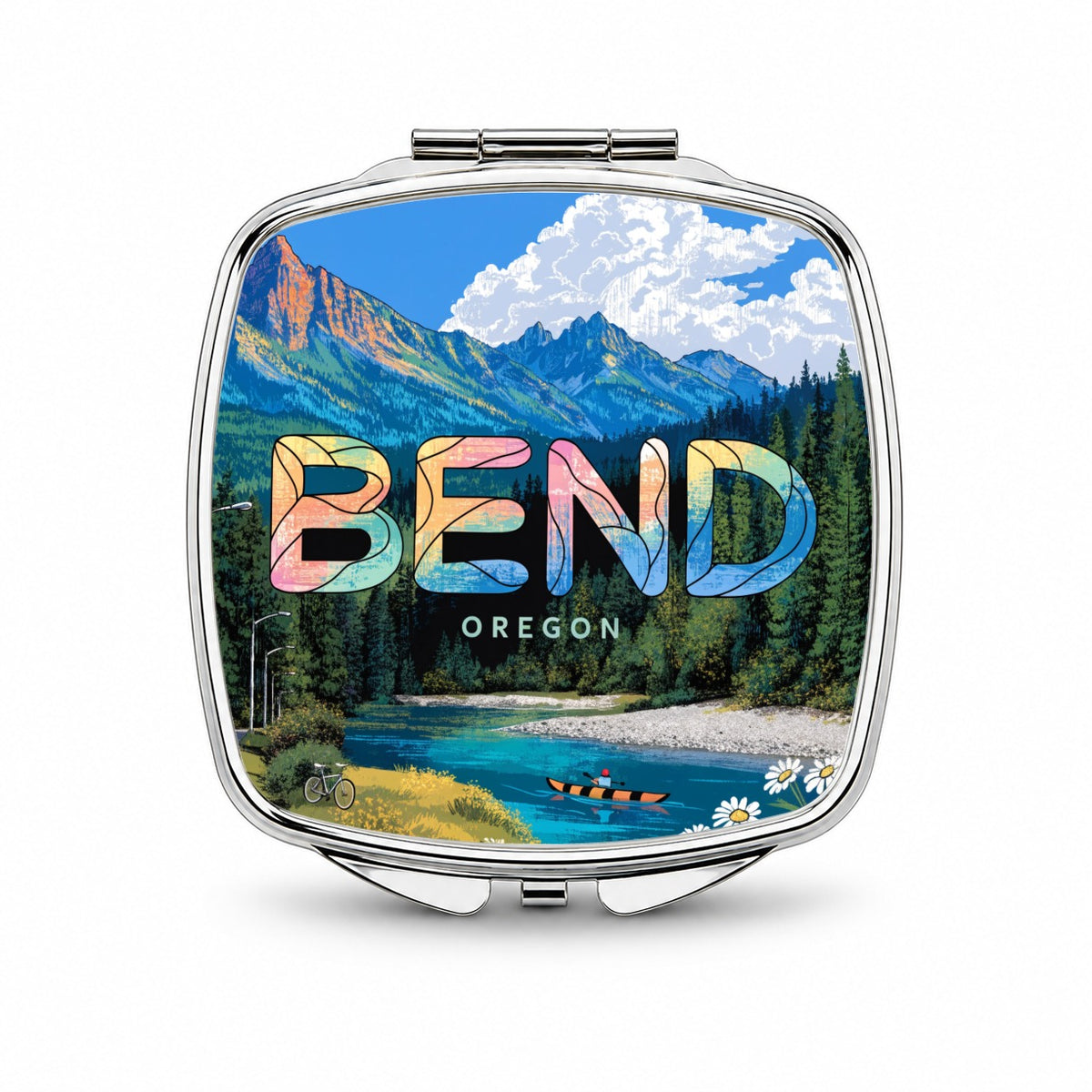 Bend Oregon Travel Small Travel Purse Handbag Pocket Makeup Compact Mirror