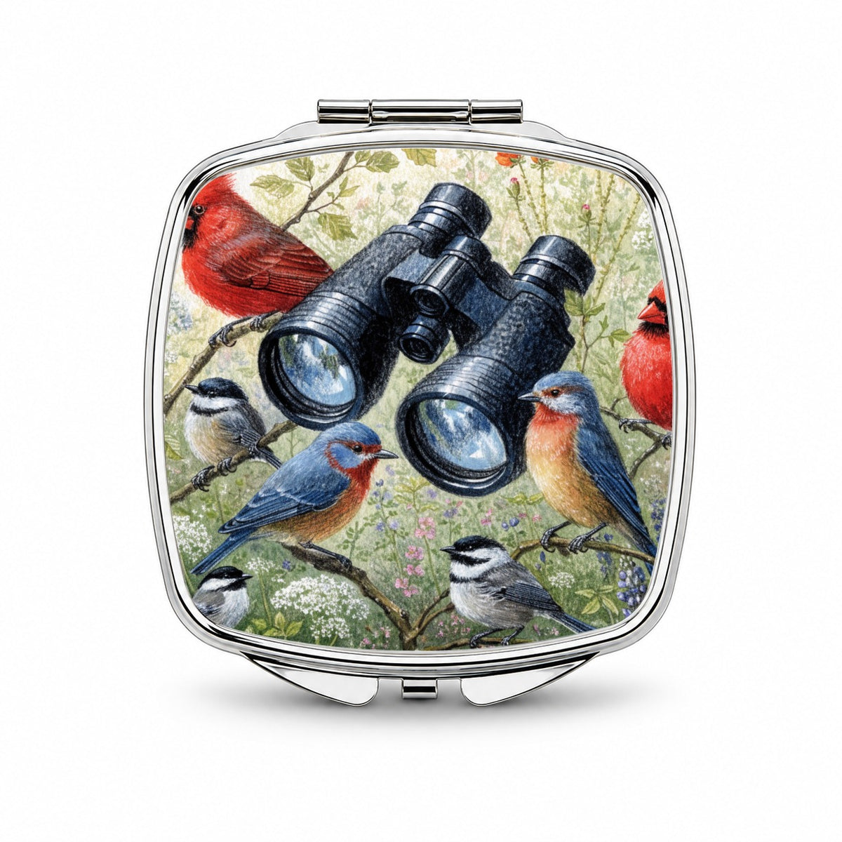 Birdwatching Binoculars Birds Small Travel Purse Handbag Pocket Makeup Compact Mirror