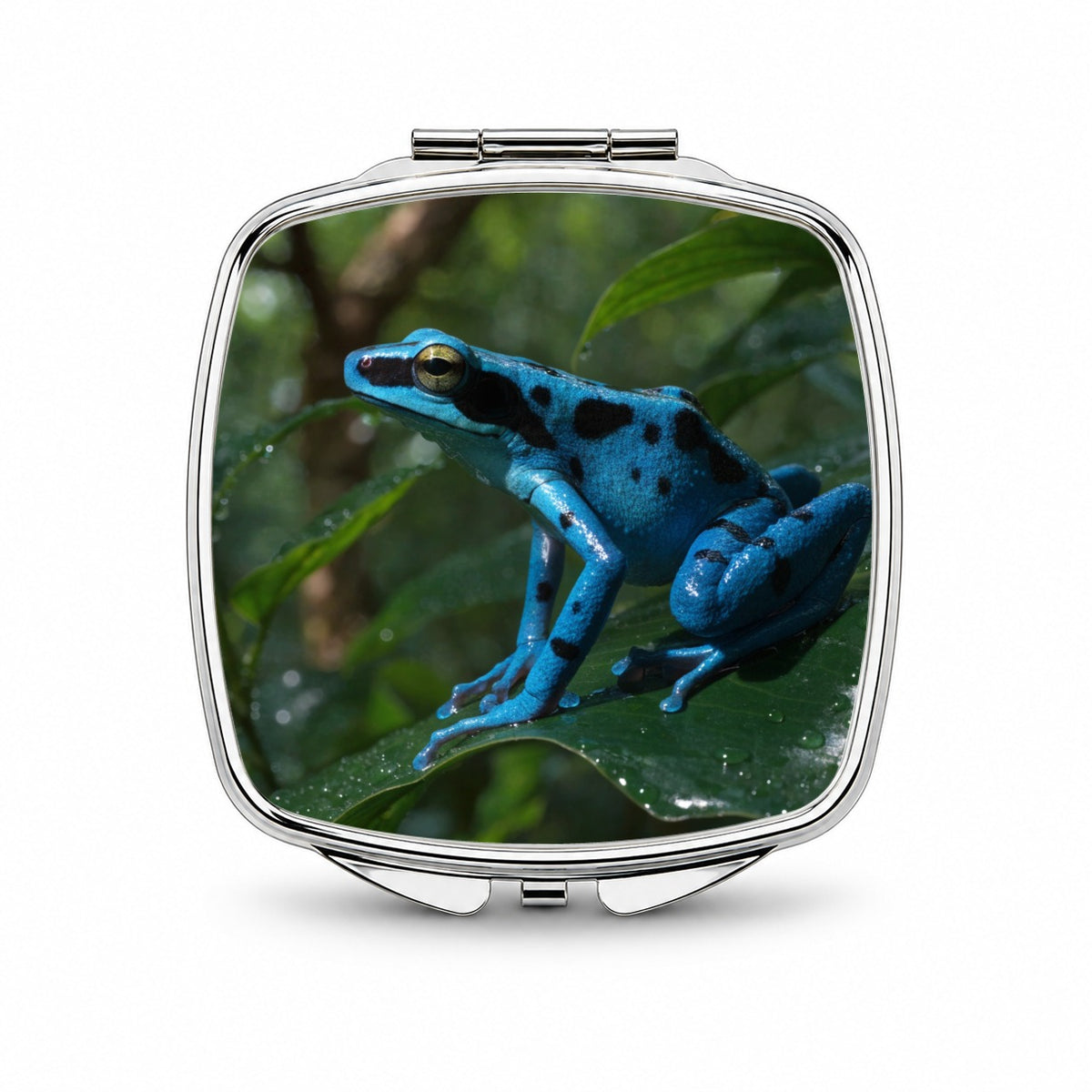 Blue Poison Dart Frog Small Travel Purse Handbag Pocket Makeup Compact Mirror