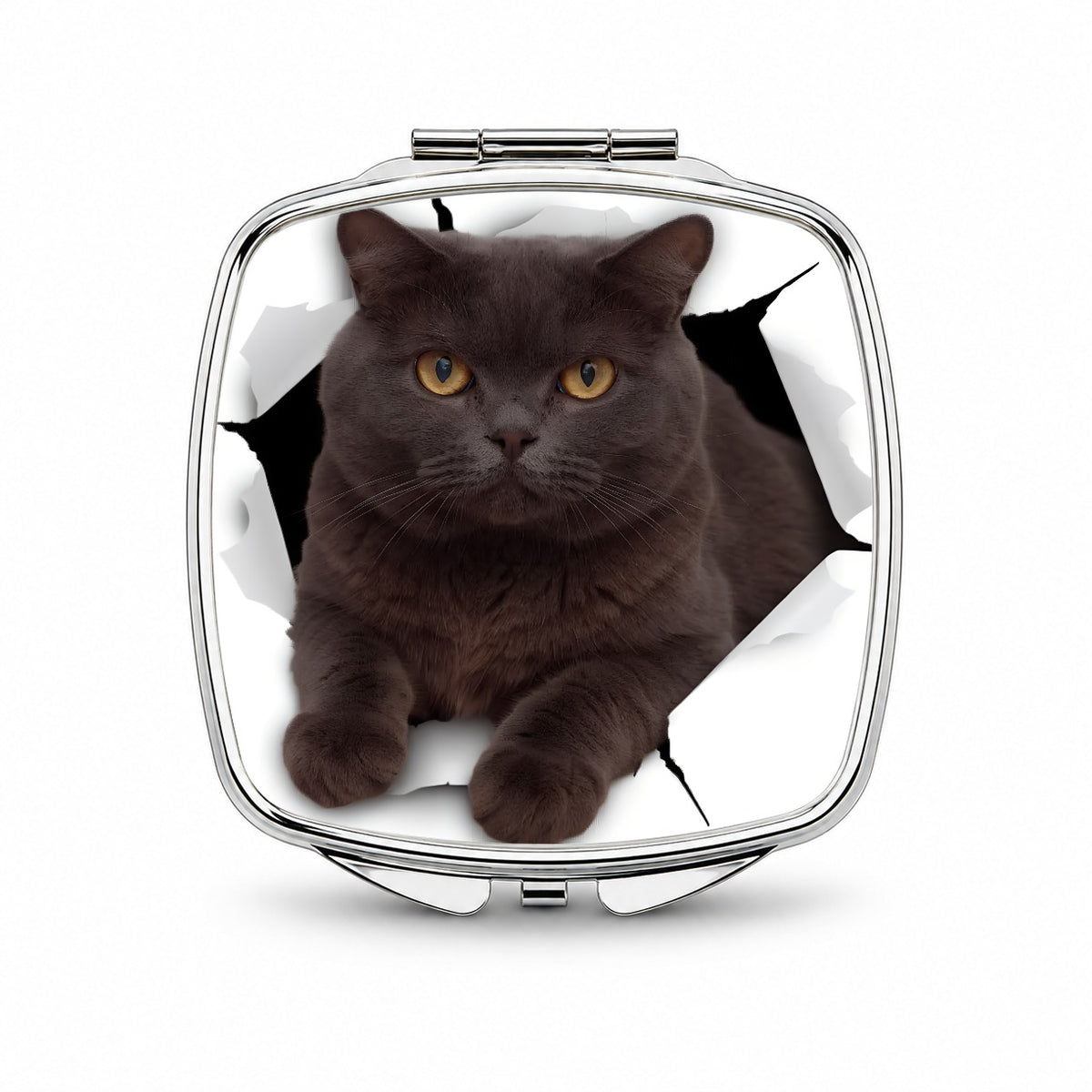 British Shorthair Cat Breakout Small Travel Purse Handbag Pocket Makeup Compact Mirror