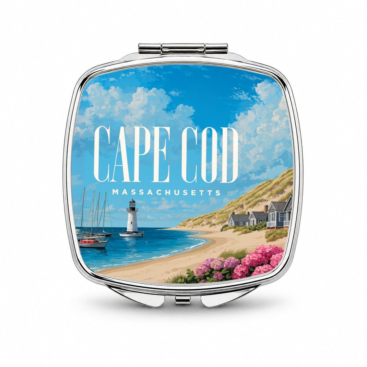 Cape Cod Massachusetts Travel Small Travel Purse Handbag Pocket Makeup Compact Mirror