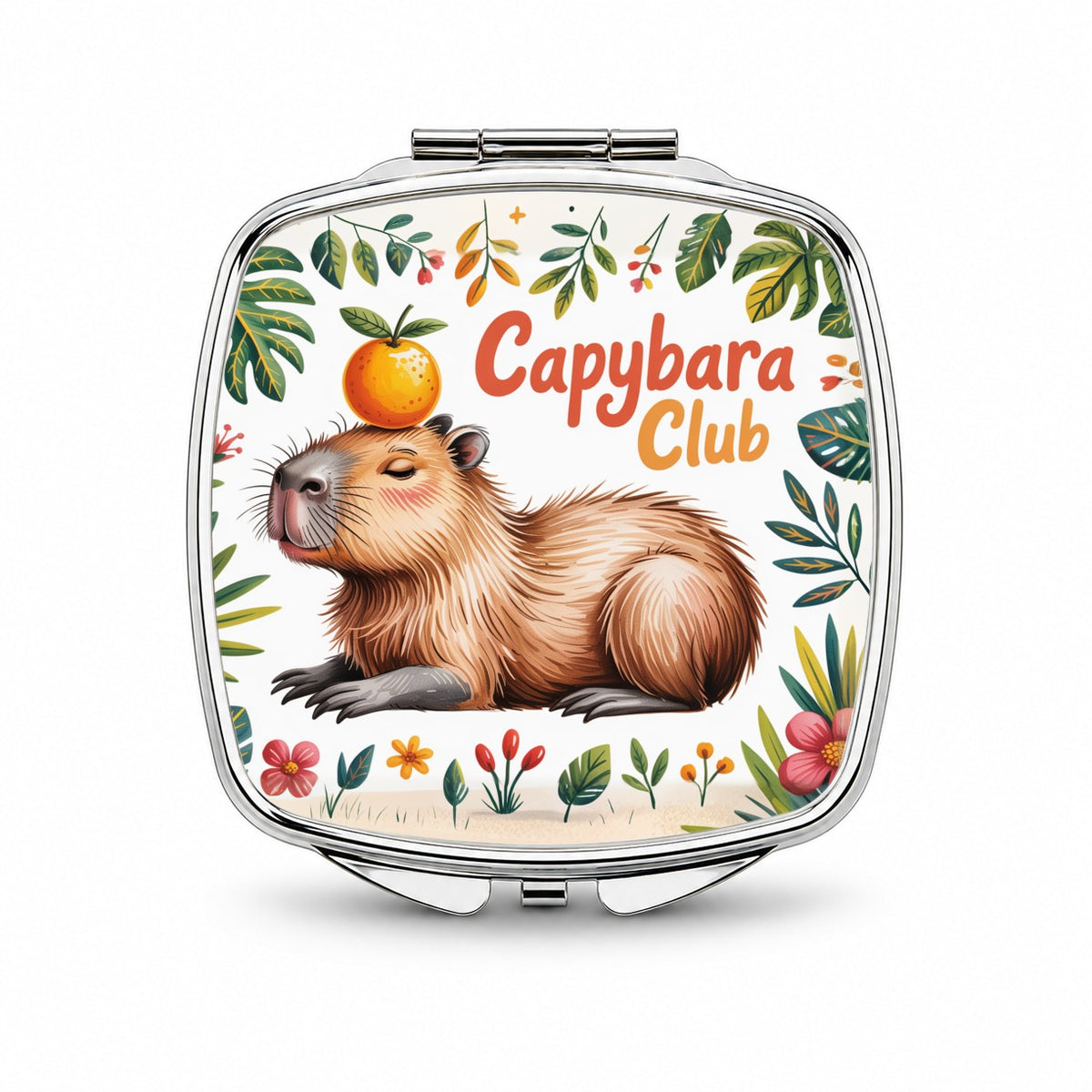 Capybara Club Whimsical Small Travel Purse Handbag Pocket Makeup Compact Mirror