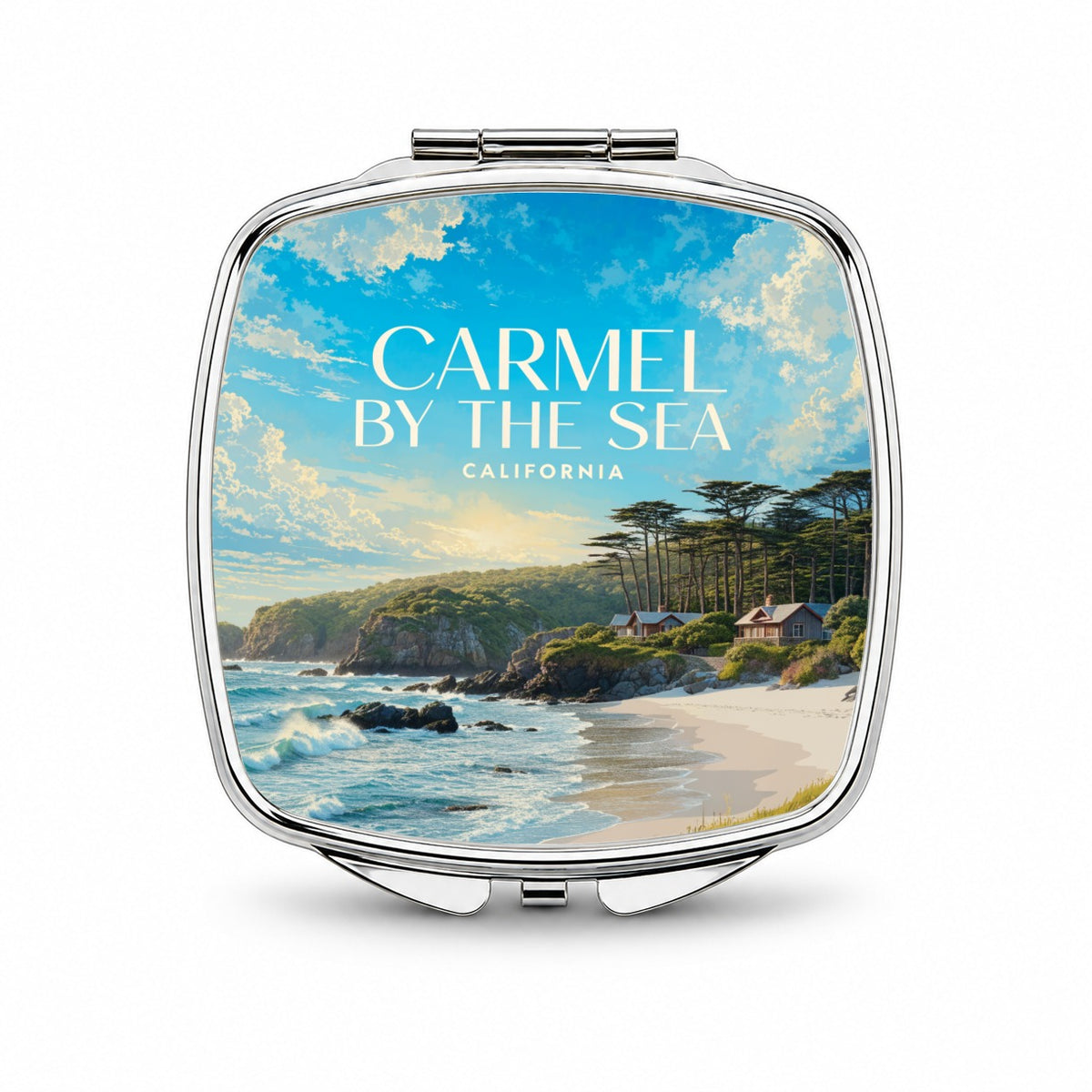 Carmel by the Sea California Travel Small Travel Purse Handbag Pocket Makeup Compact Mirror