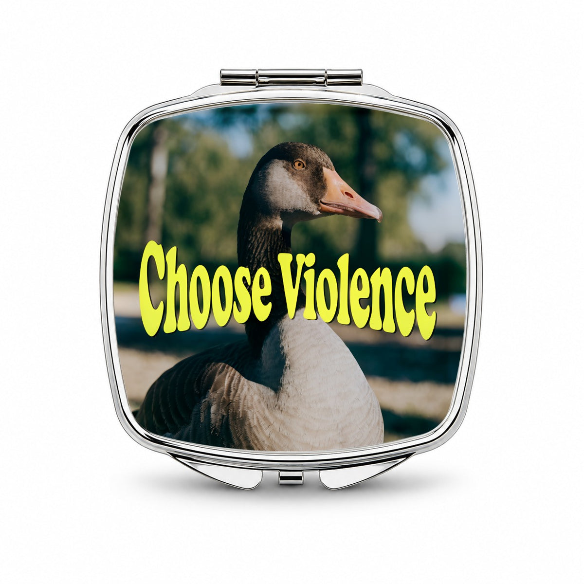 Choose Violence Goose Funny Small Travel Purse Handbag Pocket Makeup Compact Mirror