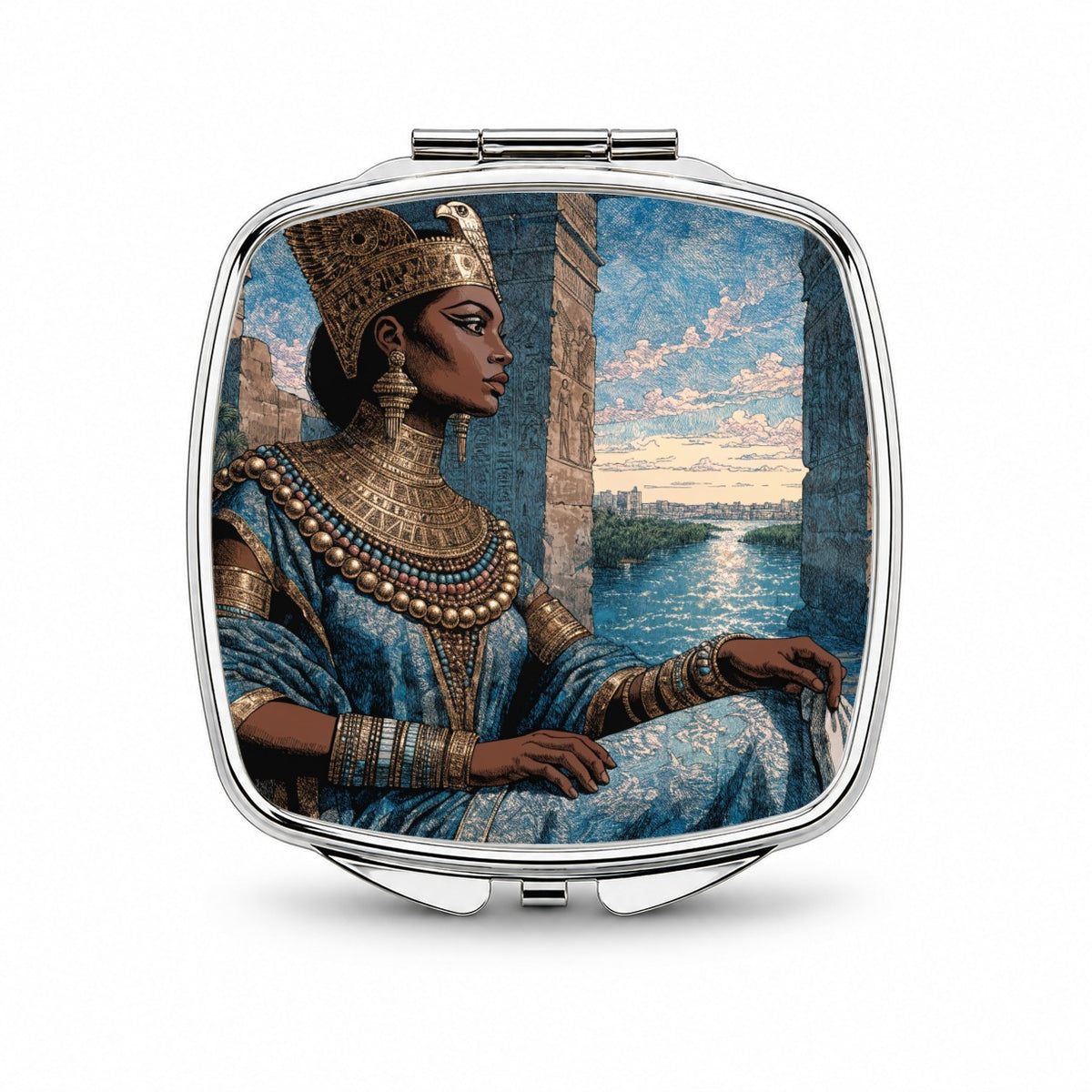Cleopatra Egyptian Queen Small Travel Purse Handbag Pocket Makeup Compact Mirror