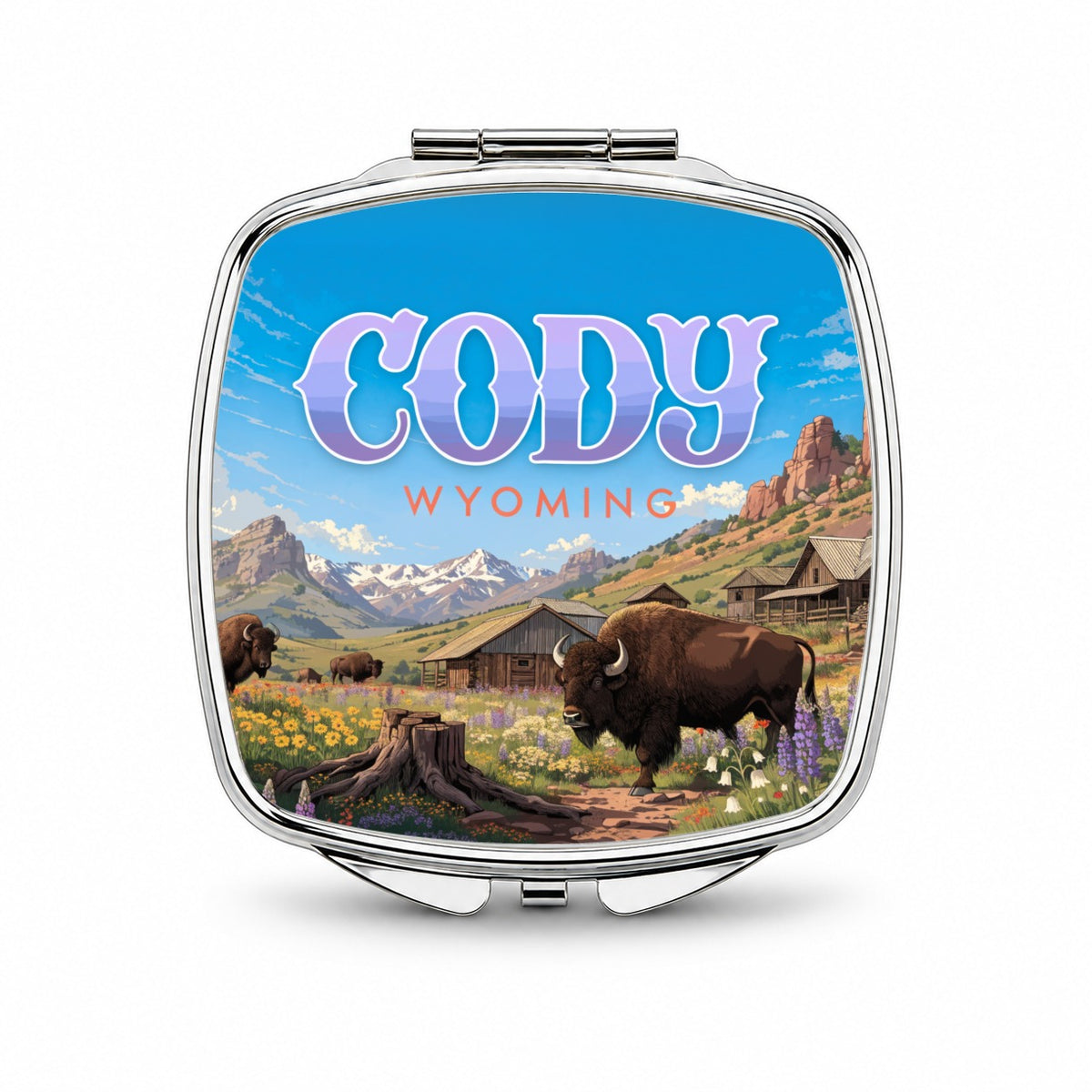 Cody Wyoming Travel Small Travel Purse Handbag Pocket Makeup Compact Mirror