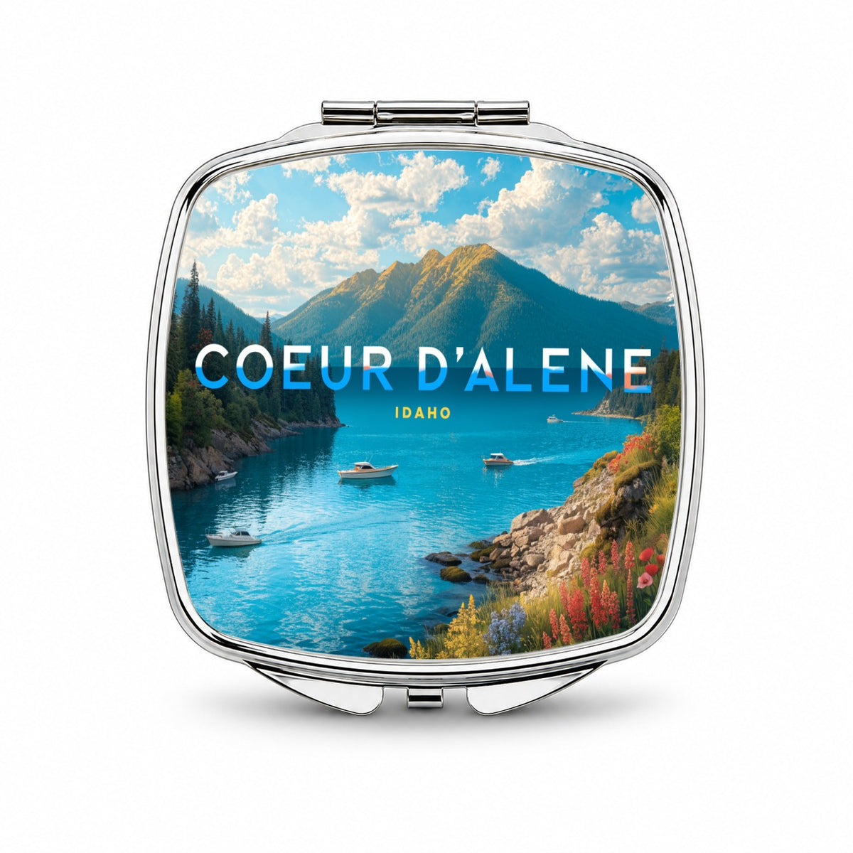Coeur d'Alene Idaho Travel Small Travel Purse Handbag Pocket Makeup Compact Mirror