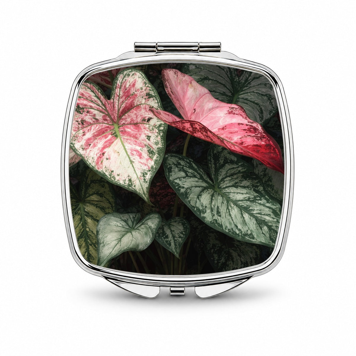 Colorful Caladium Leaves Small Travel Purse Handbag Pocket Makeup Compact Mirror