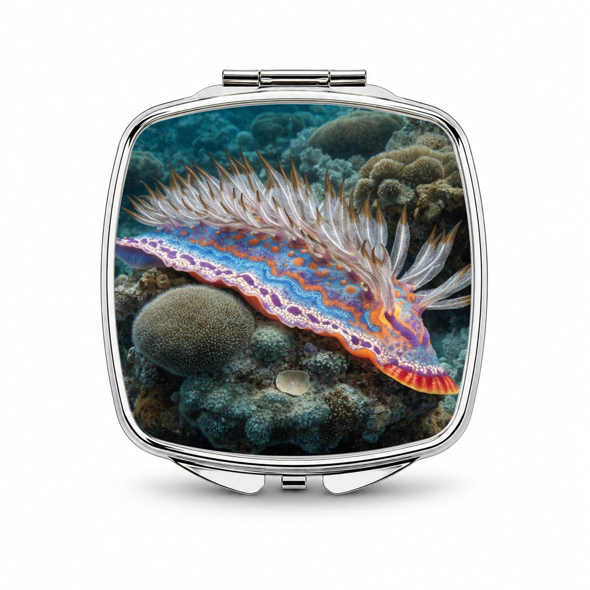 Colorful Nudibranch Reef Small Travel Purse Handbag Pocket Makeup Compact Mirror