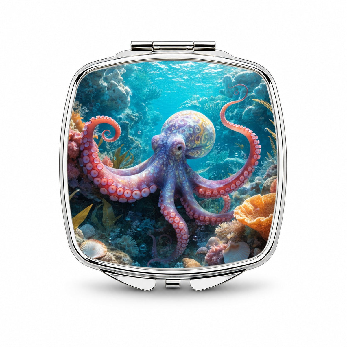 Colorful Octopus Reef Small Travel Purse Handbag Pocket Makeup Compact Mirror
