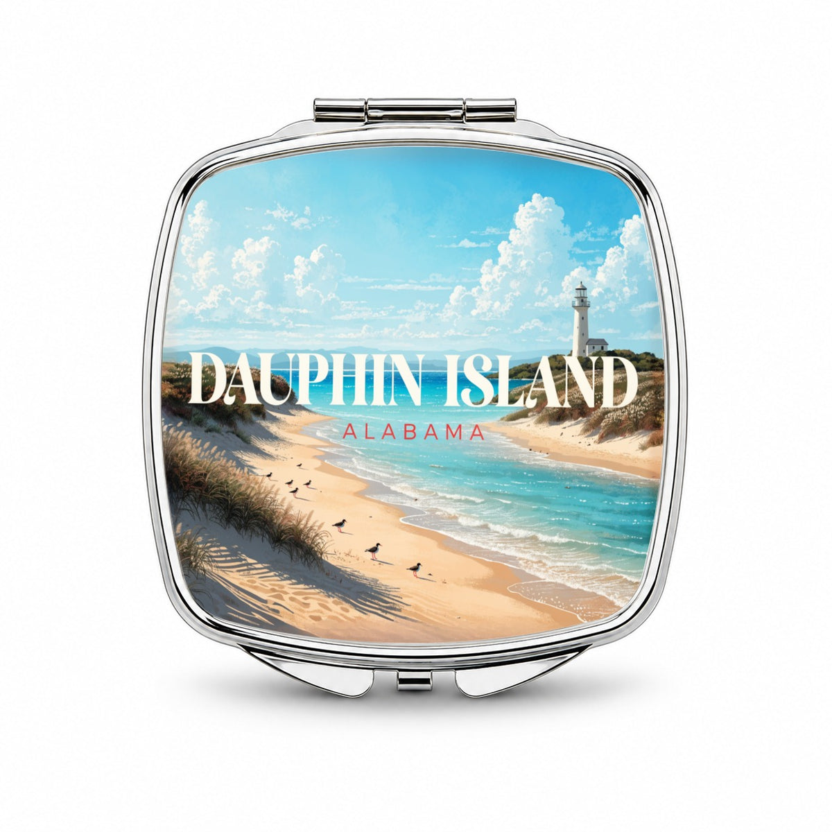 Dauphin Island Alabama Travel Small Travel Purse Handbag Pocket Makeup Compact Mirror
